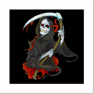 Funny Grim Reaper Skeleton Skull Posters and Art